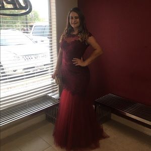 Beautiful maroon mermaid prom dress